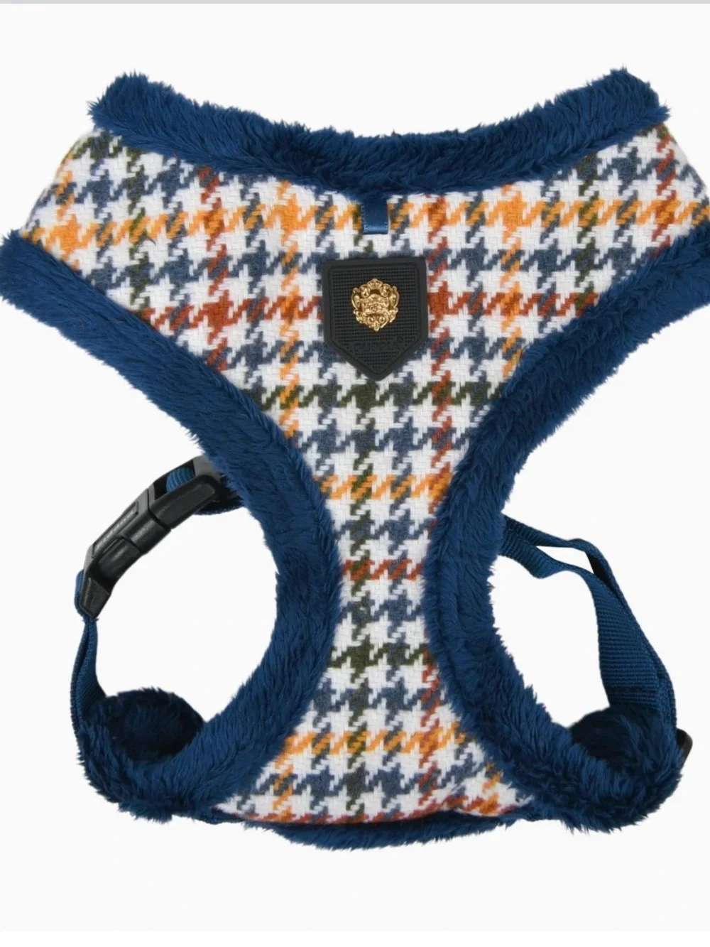 Puppia Kent Houndstooth Winter Dog Harness Blue Size Large NWT